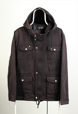 Vintage Number Nine Windbreaker Hoodied Jacket Black
