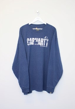 Vintage Carhartt long sleeved t-shirt in blue marl. Fits XXL