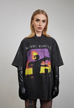 Scare crow t-shirt sonic youth vintage tee grunge top grey