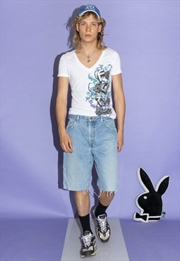 90's Vintage classic cutoff denim jorts in light wash