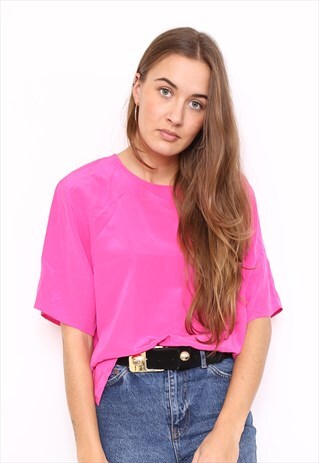 VINTAGE 90S HOT PINK SILK TOP