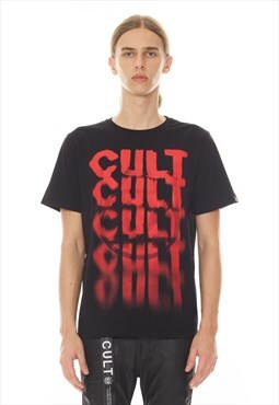 Short sleeve crew neck tee  "cult" in black