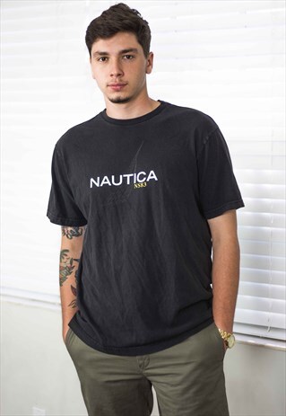 VINTAGE NAUTICA T-SHIRT LOGO 90S L 7.8