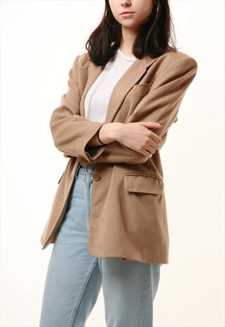 90S VINTAGE MAX MARA CAMEL WOOL BLAZER JACKET 808