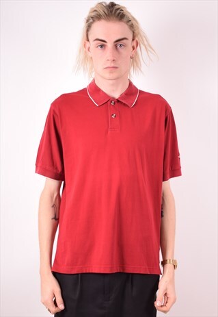 ADIDAS MENS VINTAGE POLO SHIRT SMALL RED 90S