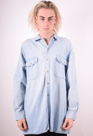 MENS VINTAGE DENIM SHIRT XXL BLUE 90S
