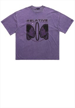 Relative t-shirt Y2K mirror print skater tee washed purple
