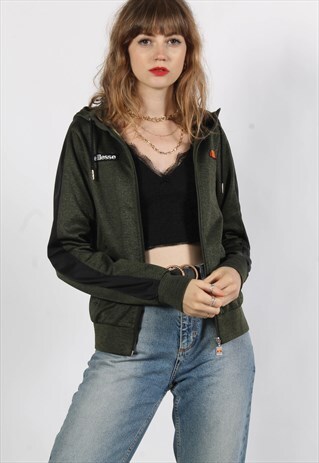 VINTAGE ELLESSE ZIP UP HOODIE JACKET GREEN