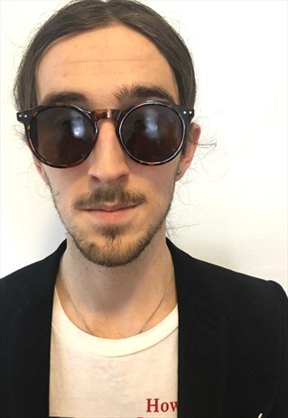 VINTAGE 90S BROWN PERFECTLY ROUND SUNGLASSES