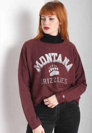 VINTAGE CHAMPION RIBBED KNIT SWEATSHIRT MAROON