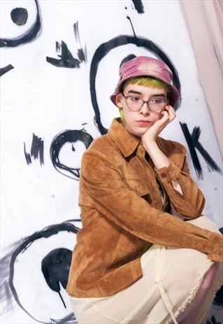 VINTAGE LEATHER JACKET 90S REAL SUEDE BROWN GRUNGE COAT