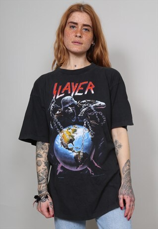 VINTAGE BLACK SLAYER PRINTED BAND T-SHIRT