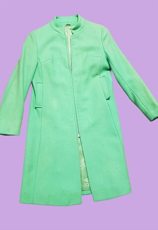 60s Vintage Lime Green Wool Mod Coat 1960s Vintage Lime Green Wool Mod Coat