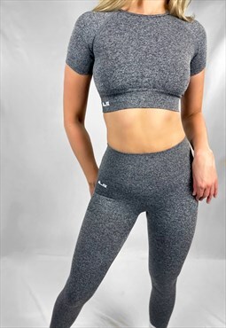 Yoga Gym Active Sports Contour Crop Loungewear Top - Grey