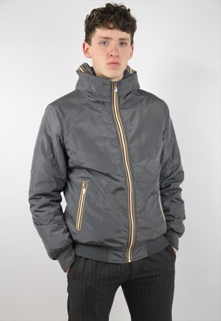 VINTAGE K-WAY PADDED GREY SPORTS JACKET