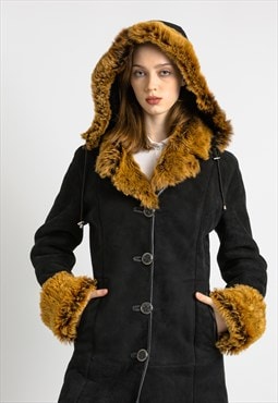 Vintage Suede Sheepskin Leather Shearling Coat 6991