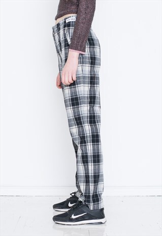 VINTAGE BLACK CHECKED RETRO TROUSERS