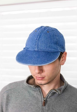 VINTAGE BLUE DENIM BASEBALL CAP 90S ONE SIZE 2.9