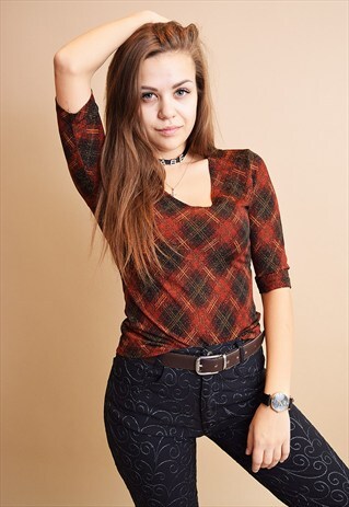 COOL 90'S RETRO SHIMMER MINIMALIST LYCRA BLOUSE TOP
