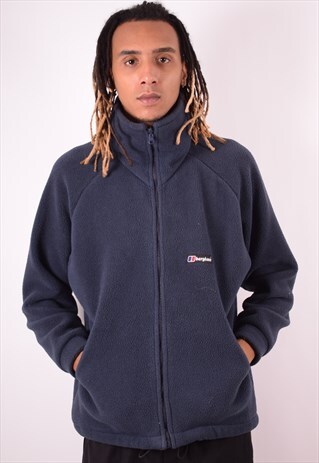 BERGHAUS MENS VINTAGE FLEECE JACKET LARGE BLUE 90S