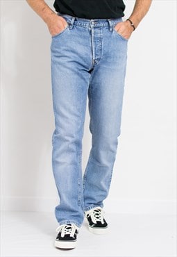 HIS Jeans vintage 90's denim in blue button fly