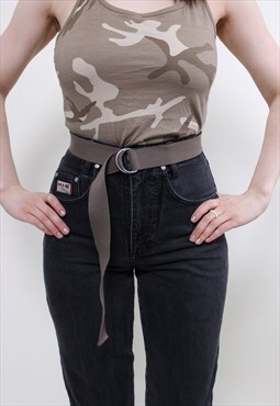 Vintage D ring canvas belt, oversized utility belt ONE SIZE 