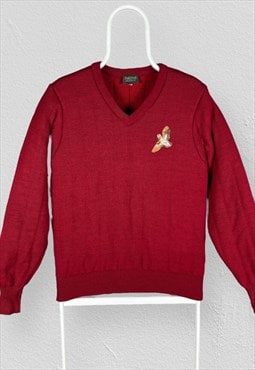 Quilt Knit Red Jumper Wales Hunter Wool Blend Mens Small