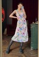 Pink Floral Dress, Sleeveless Chiffon Dress, Long Sun Dress