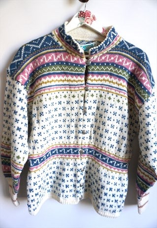 Vintage Norwegian Wool Sweater Cardigan Jumper Norway Woolen