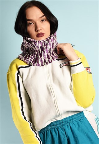 VINTAGE Y2K KNITTED BOBBLE SCARF IN MULTICOLOR