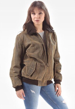 AVIATOR JACKET BOMBER SHEARLING COAT FUR COLLAR
