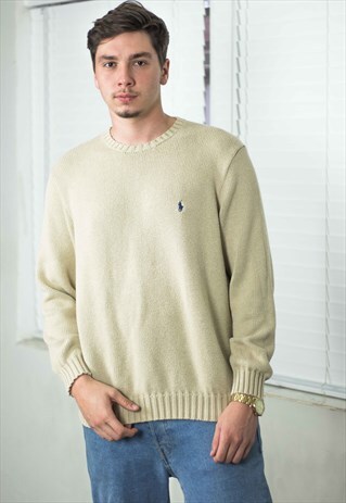VINTAGE POLO RALPH LAUREN JUMPER SWEATER LOGO 90S L 20.2
