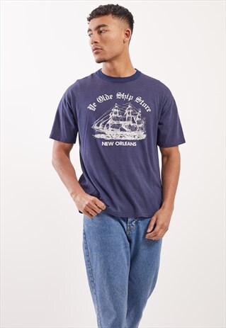 VINTAGE SHIP PRINT T-SHIRT