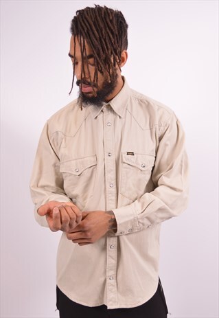 LEE MENS VINTAGE SHIRT MEDIUM GREY 90S