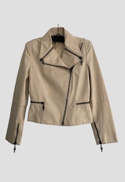 Gianni Versace Couture Beige Fabric Vintage Biker Jacket