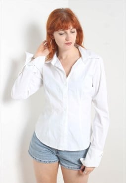 Vintage Miss Selfridge Fitted Y2K Blouse Shirt White