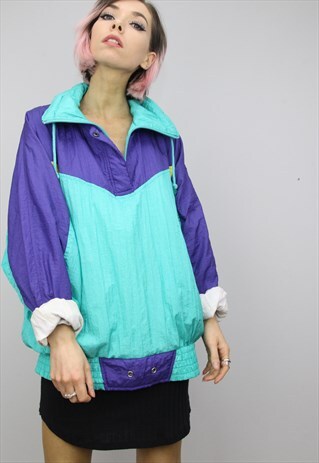 VINTAGE 80S/90S OVERSIZED COLOURFUL SHELL SUIT JACKET