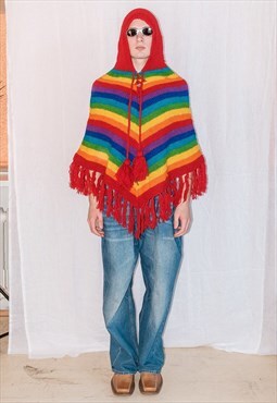 90's Vintage pride poncho in rainbow
