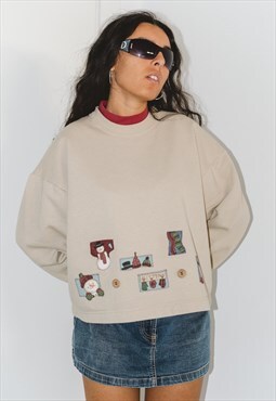 Vintage 90s Embroidered Snow Sweatshirt