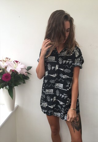 CRAZY PATTERN OVERSIZED UNISEX RETRO VINTAGE FESTIVAL SHIRT