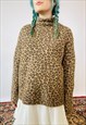 VINTAGE CHUNKY KNITTED 90S GRUNGE LEOPARD PRINT JUMPER