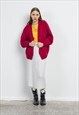 VINTAGE RELAXED FIT DEEP V-NECK WOMEN CARDIGAN IN PURPLE M