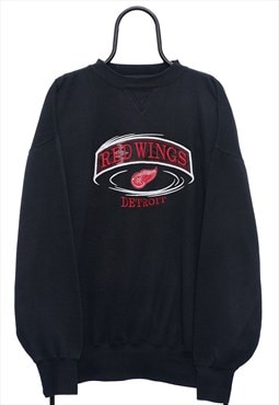Vintage 90s Detroit Red Wings NHL Black Sweatshirt Womens