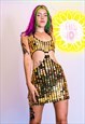 MIRROR GOLD SEQUIN MINI DRESS PARTY CHRISTMAS 