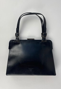  Prada Vintage Bag 90s Black Leather Hand Y2k Designer