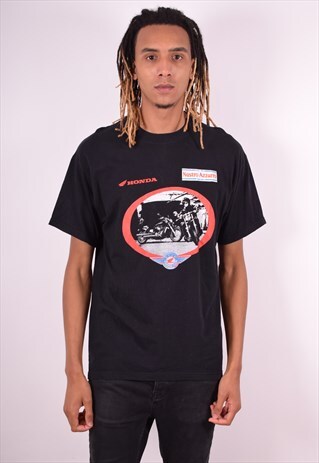 MENS VINTAGE T-SHIRT TOP LARGE BLACK 90S