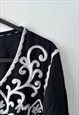 BROCADE EMBROIDERED BLACK N WHITE BOHO BLOUSE 