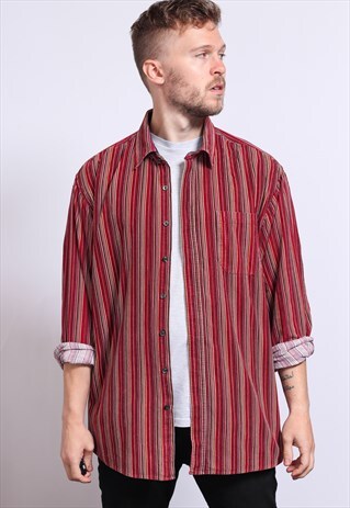 VINTAGE CORDUROY CORD STRIPED SHIRT