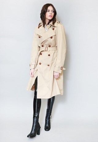 VINTAGE 1970'S DOUBLE BREASTED CAMEL TRENCH COAT