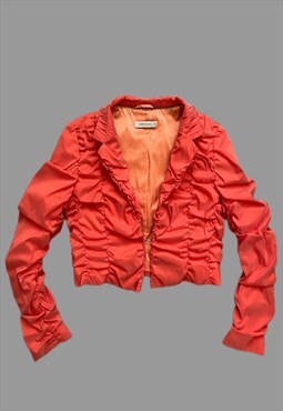 RENE LEZARD pleated orange blazer jacket size 40